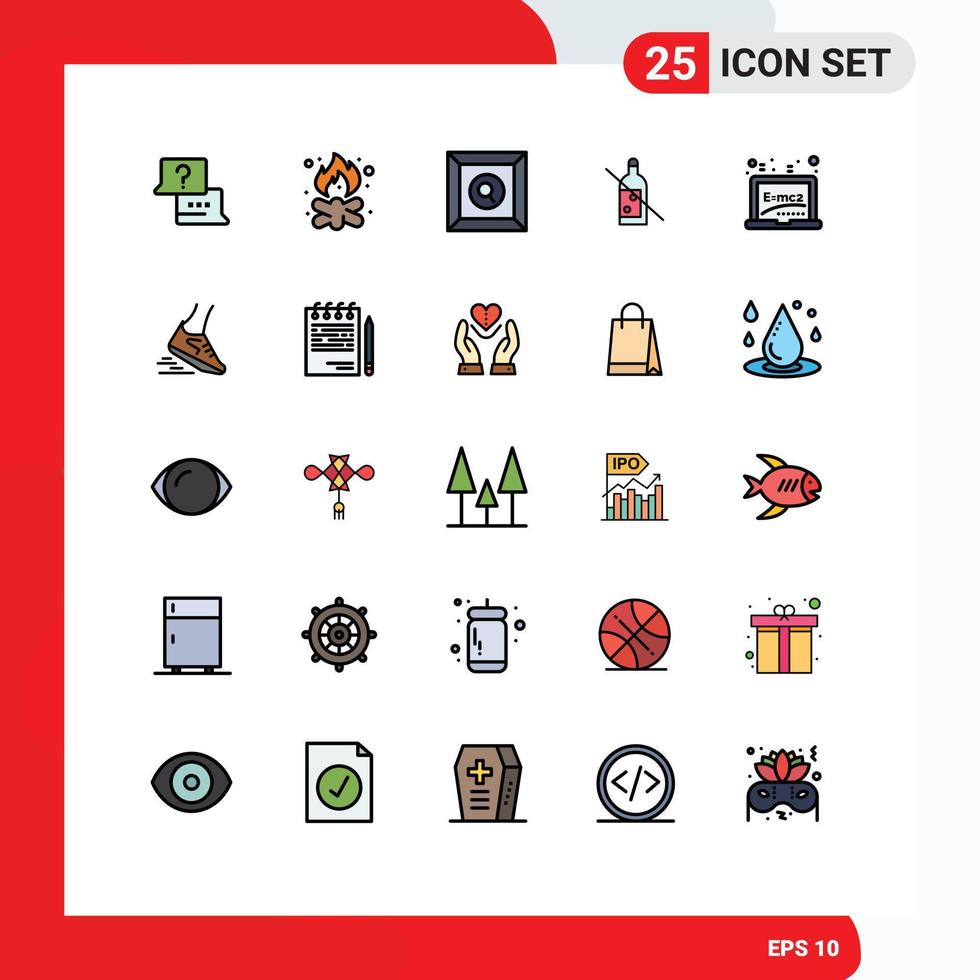25 ícones criativos, sinais e símbolos modernos de uísque de tabuleiro, fogo sem álcool, elementos de design de vetores editáveis