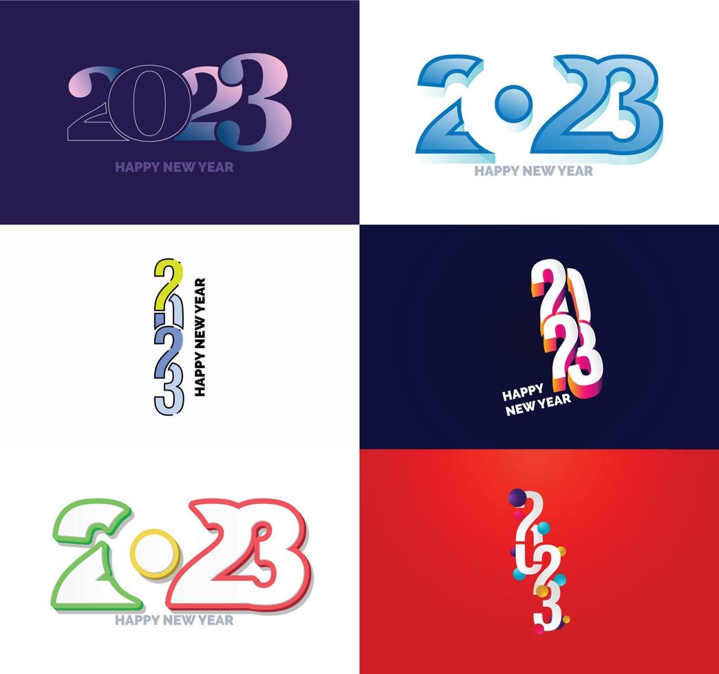 grande conjunto de design de texto de logotipo de feliz ano novo de 2023 modelo de design de número de 2023 vetor