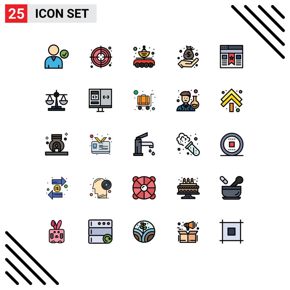 25 ícones criativos sinais e símbolos modernos de gerenciamento de transferência de dados de marcador de interface do usuário finanças elementos de design de vetores editáveis