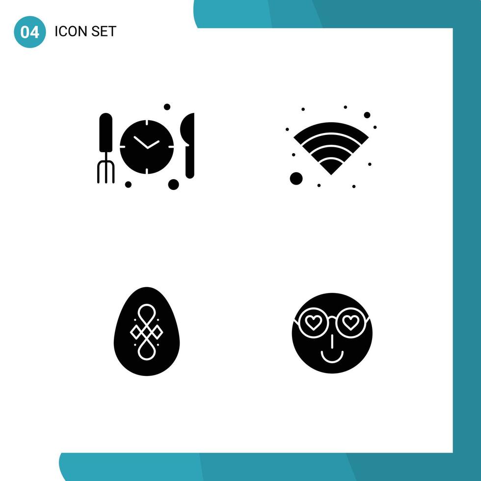 grupo de símbolos de ícone universal de 4 glifos sólidos modernos de tecnologia de ovo médico pássaro emoji editável elementos de design vetorial vetor