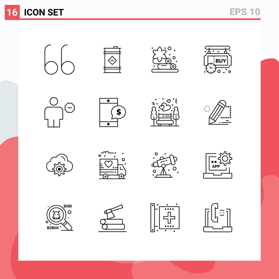 16 ícones criativos sinais e símbolos modernos de avatar de lótus de bloco humano comprando elementos de design de vetores editáveis