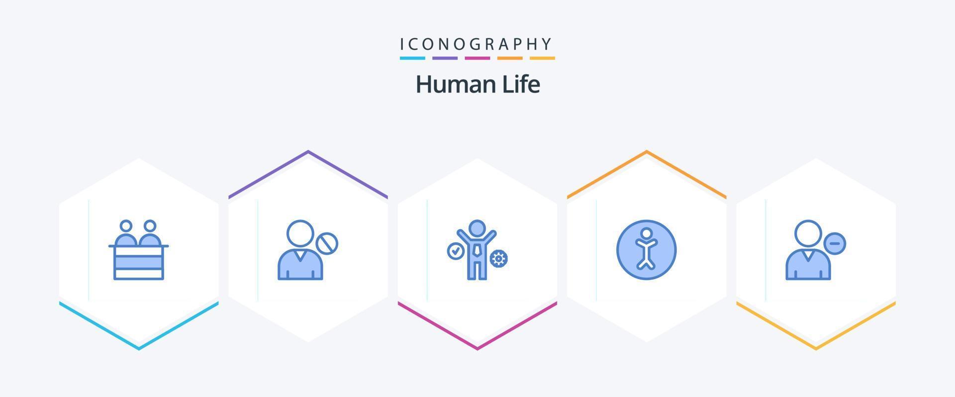 pacote de ícones azuis 25 humanos, incluindo pessoa. excluir. do utilizador. pessoa. acessibilidade vetor