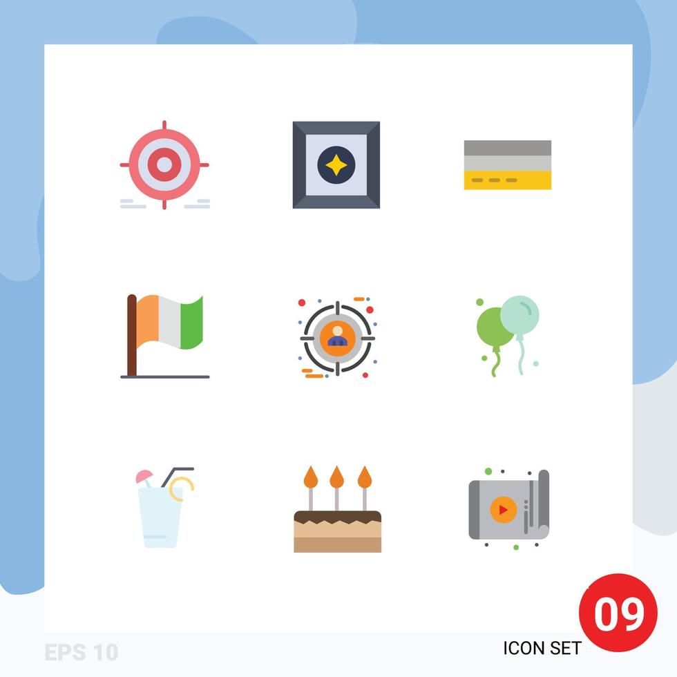 9 ícones criativos, sinais modernos e símbolos de foco, interface de bandeira de negócios da irlanda, elementos de design de vetores editáveis