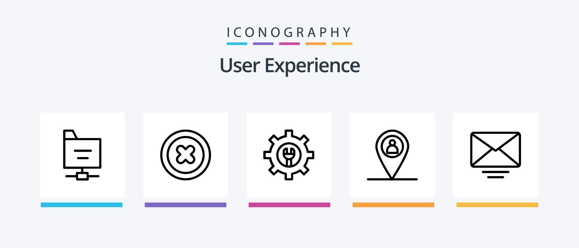 pacote de ícones da linha 5 da experiência do usuário, incluindo . mensagem. menos. correspondência. cara. design de ícones criativos vetor