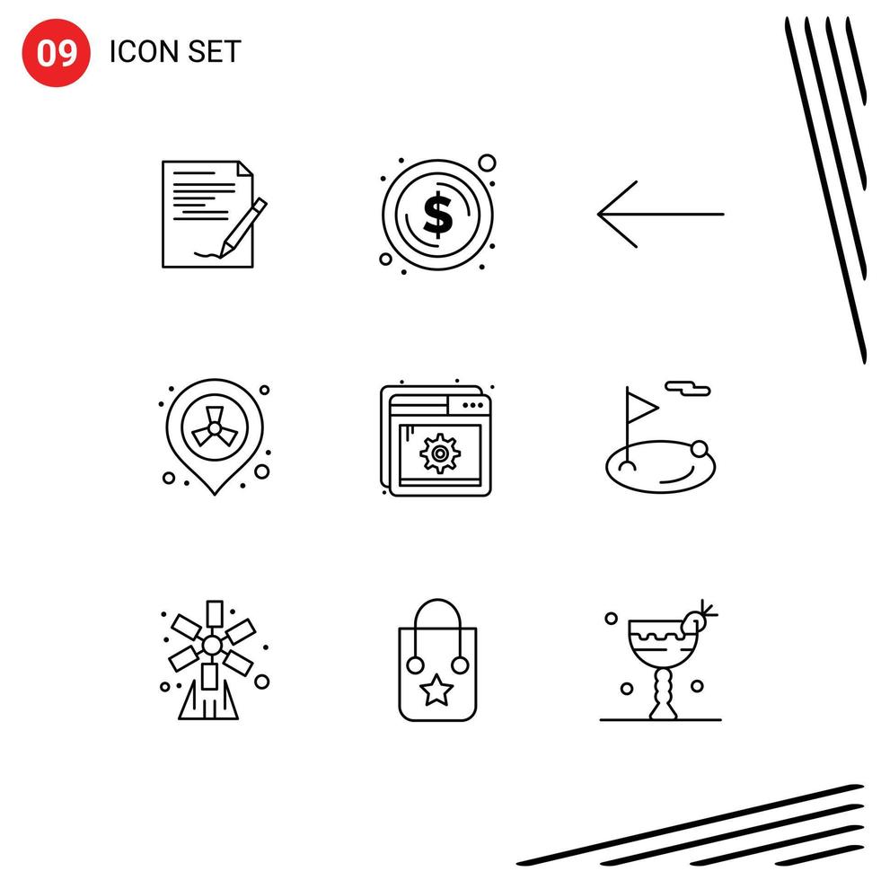 9 ícones criativos sinais e símbolos modernos de página ajudam a desperdiçar dinheiro espaço reservado elementos de design de vetores editáveis