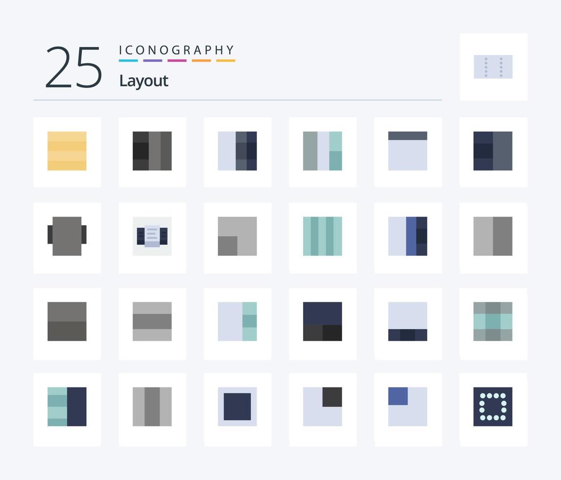 layout 25 pacote de ícones de cores planas, incluindo escala. visualizar. visualizar. layout. maximizar vetor