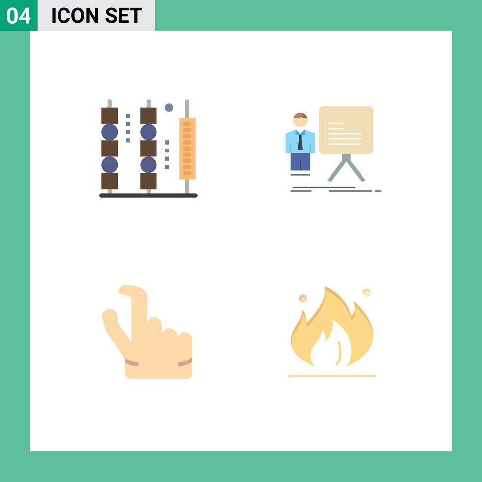 conjunto de ícones planos de interface móvel de 4 pictogramas de bebidas progresso empresário de carne beliscar elementos de design de vetores editáveis