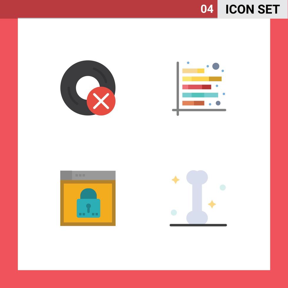 pacote de 4 ícones planos criativos de computadores relatório gráfico de gadget elementos de design de vetores editáveis seguros