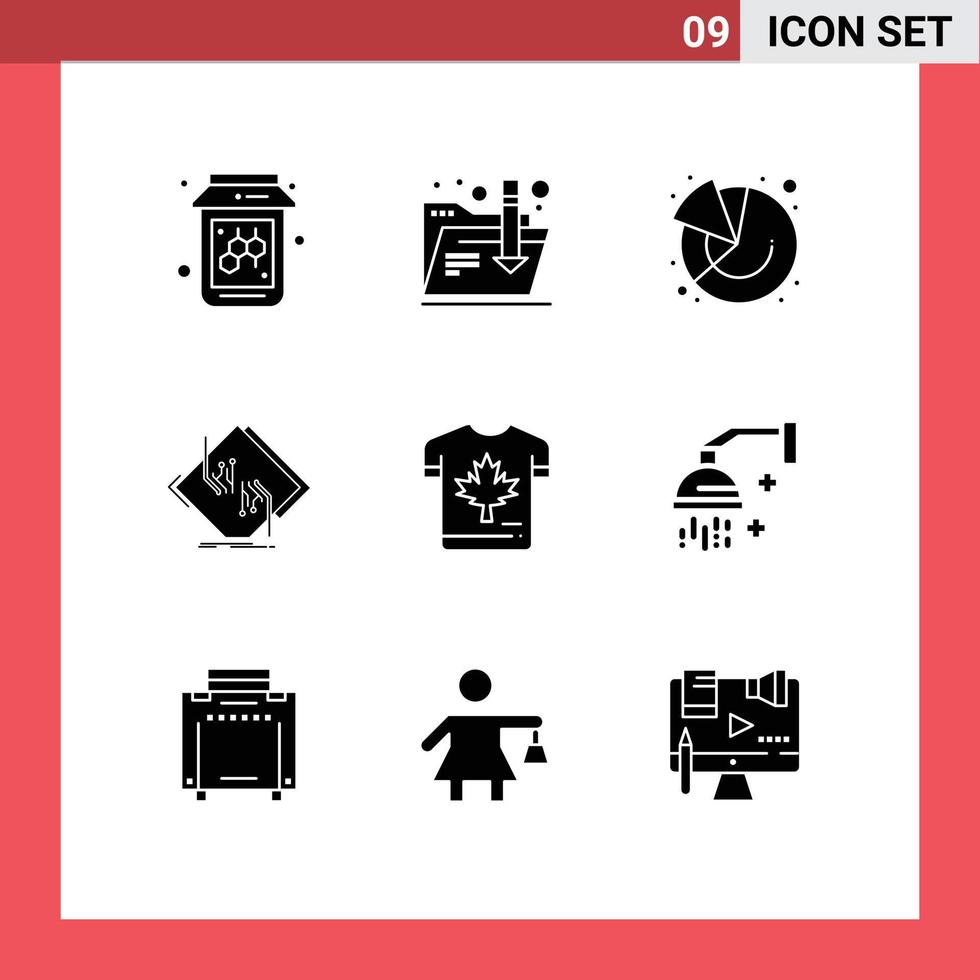 conjunto de 9 sinais de símbolos de ícones de interface do usuário modernos para gráfico de camisa do Canadá elementos de design de vetores editáveis de circuito eletrônico