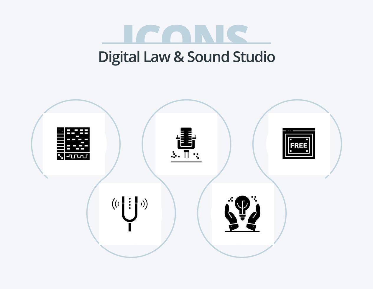 lei digital e pacote de ícones de glifo de estúdio de som 5 design de ícone. gravação. microfone. mão. microfone. computador vetor