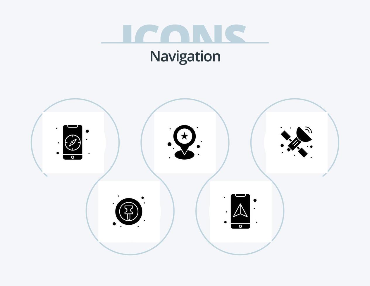 pacote de ícones de glifos de navegação 5 design de ícones. . satélite. bússola. GPS. localização vetor