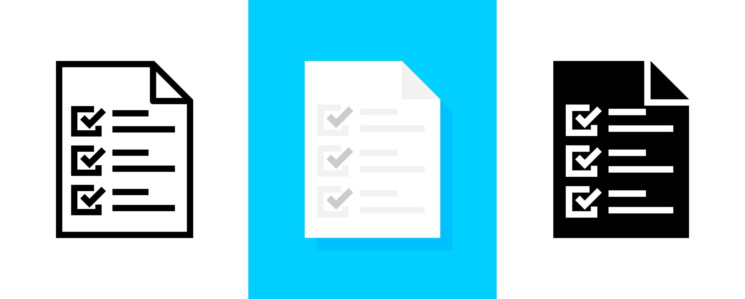 conjunto de ícones de lista de verificação de documentos vetor