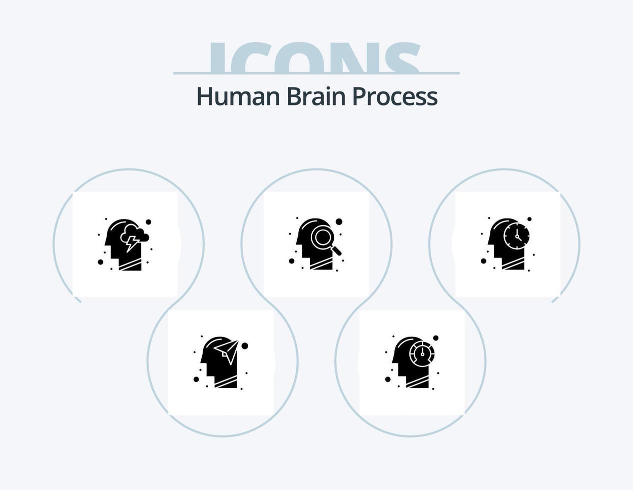 cérebro humano processo glifo ícone pack 5 design de ícone. mente. cabeça. mente. energia. humano vetor