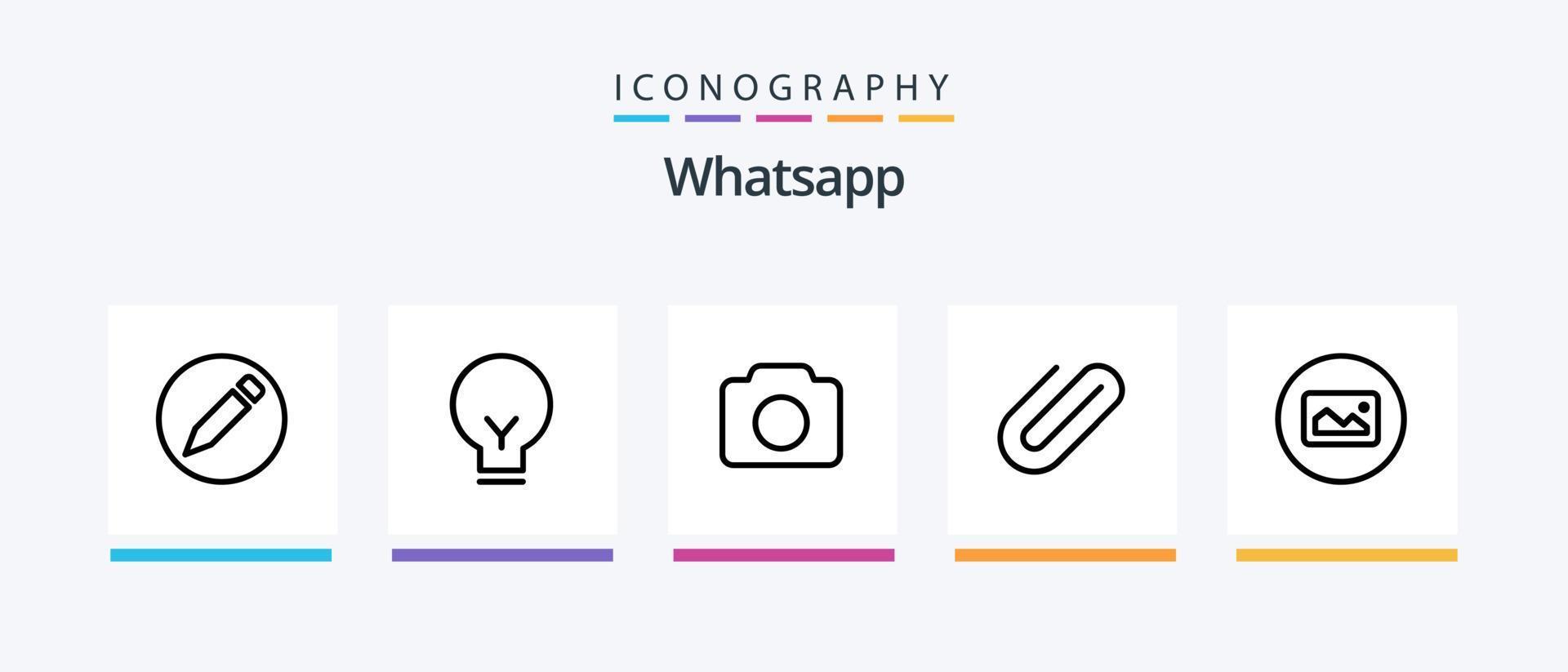 pacote de ícones da linha 5 do whatsapp, incluindo chá. adicionar. básico. grampo. acessório. design de ícones criativos vetor