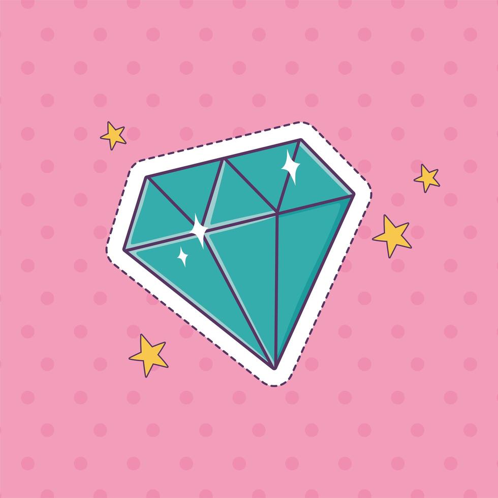 ícone de decoração de adesivo da moda com remendo de gema de diamante vetor