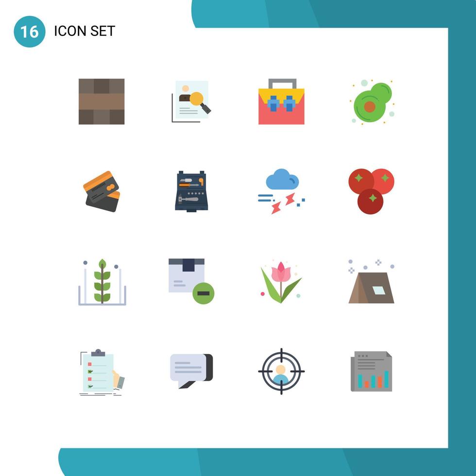 conjunto de 16 sinais de símbolos de ícones de interface do usuário modernos para caixa de caça de construção de kit de ferramentas pesquisa pacote editável de elementos de design de vetores criativos