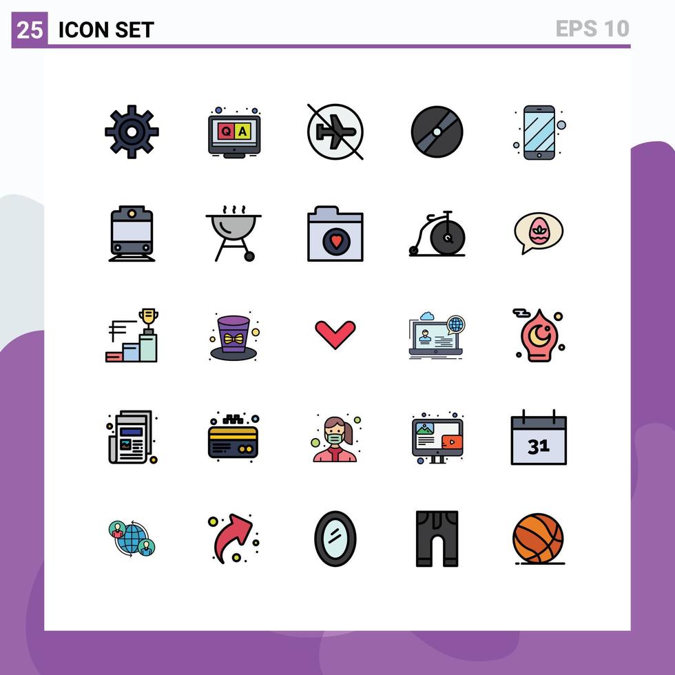 grupo de símbolos de ícone universal de 25 cores planas de linha cheia moderna de filme de aeroporto de pokemon assinam elementos de design de vetores editáveis