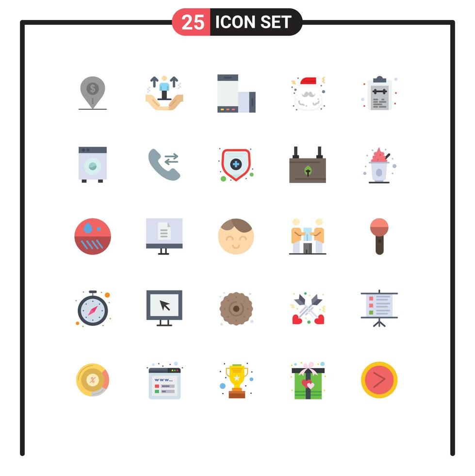 conjunto de cores planas de interface móvel de 25 pictogramas de homem de smartphone noel gira elementos de design de vetores editáveis móveis