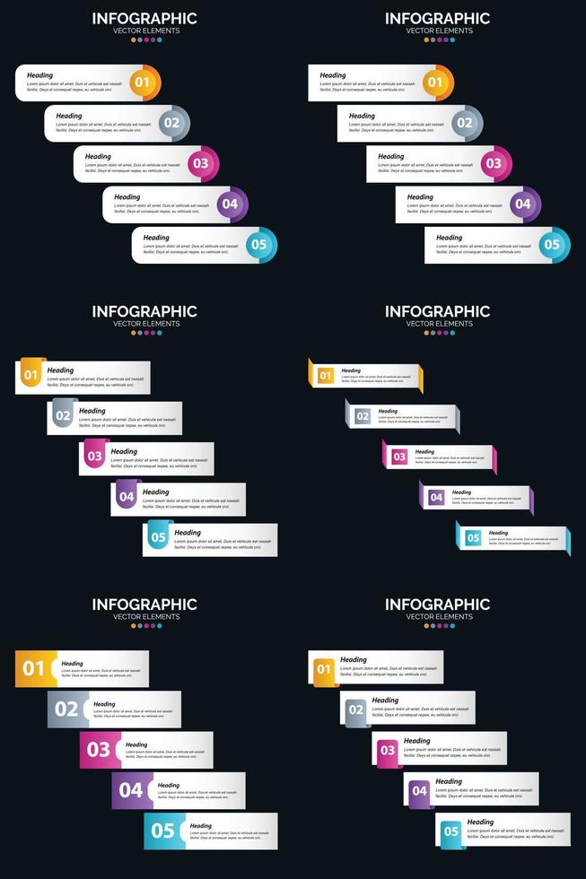 adicione apelo visual às suas apresentações com seis infográficos vetoriais vetor