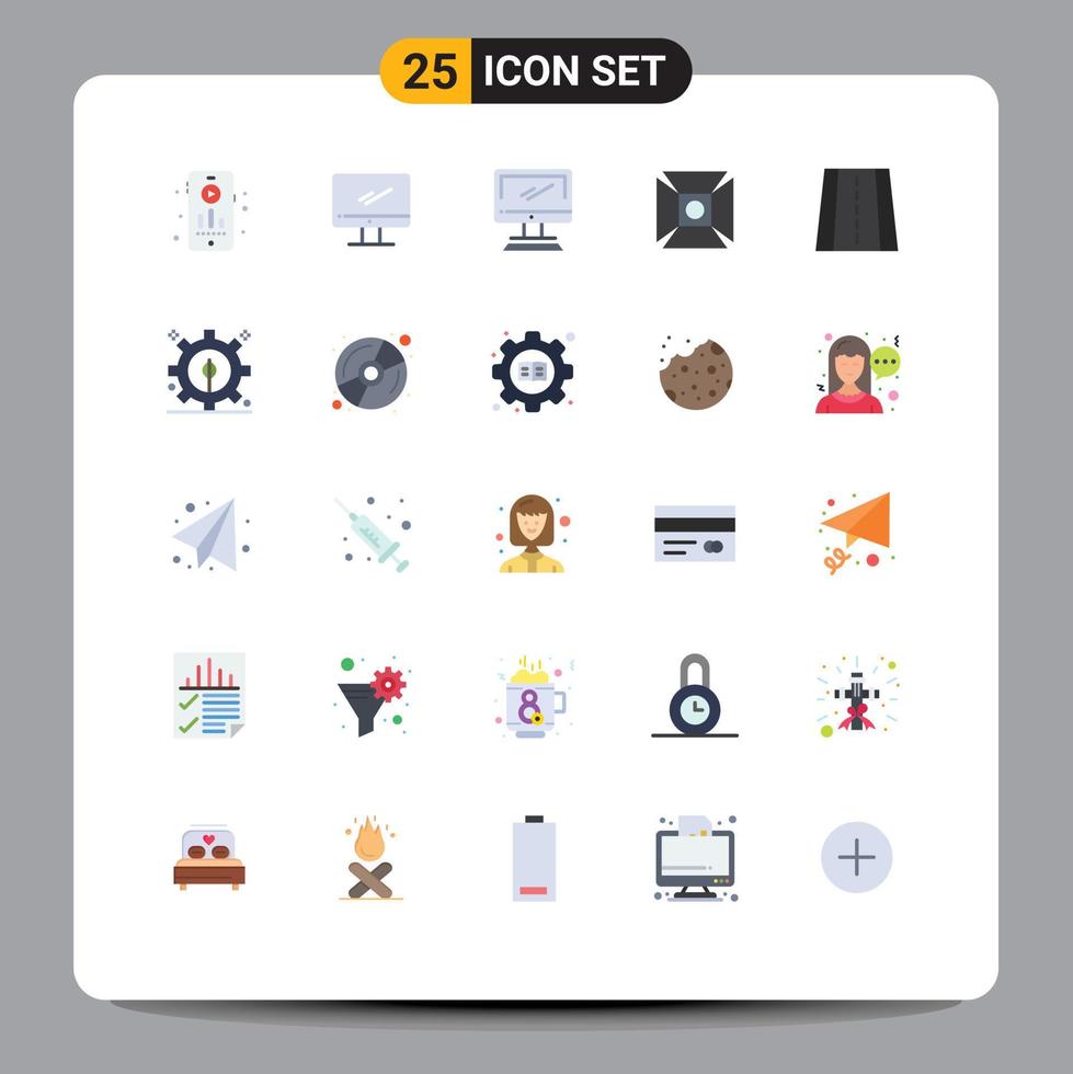 conjunto de 25 sinais de símbolos de ícones de interface do usuário modernos para desenvolvimento de poder foco maneira perspectiva elementos de design de vetores editáveis