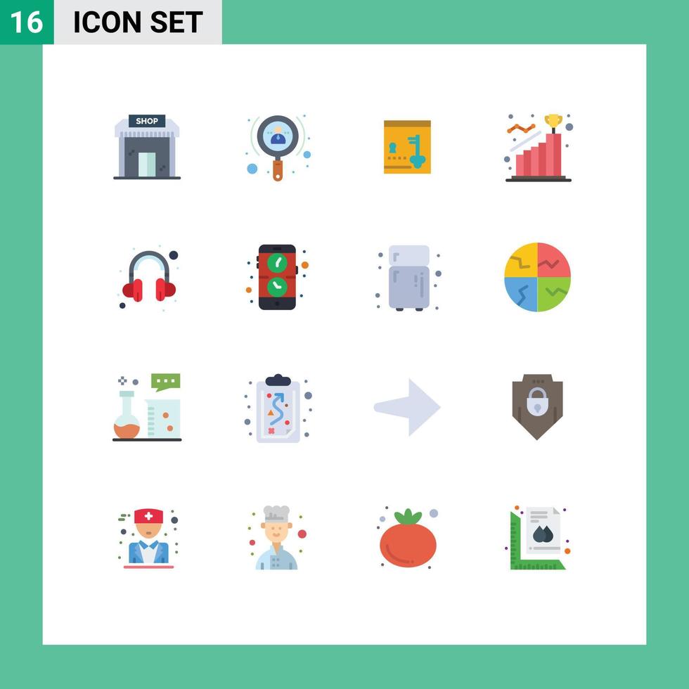 16 ícones criativos, sinais e símbolos modernos do pacote editável de chave de conquista do usuário de meta de etapa de elementos de design de vetores criativos
