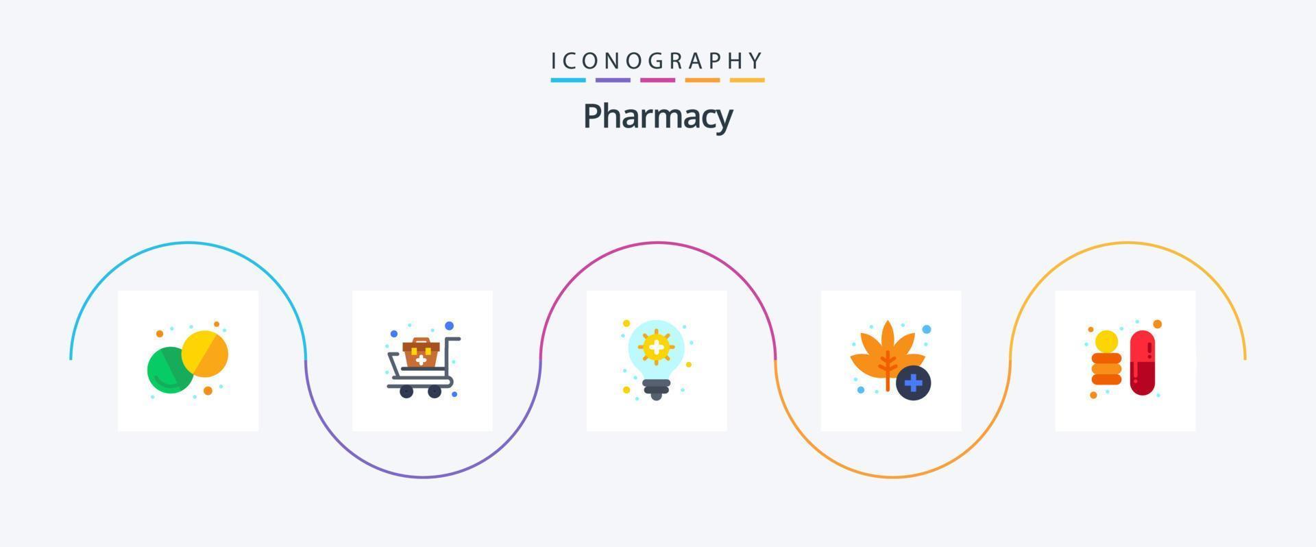 pacote de ícones de 5 planos de farmácia, incluindo . Ciência. lâmpada elétrica. farmacia. medicina vetor