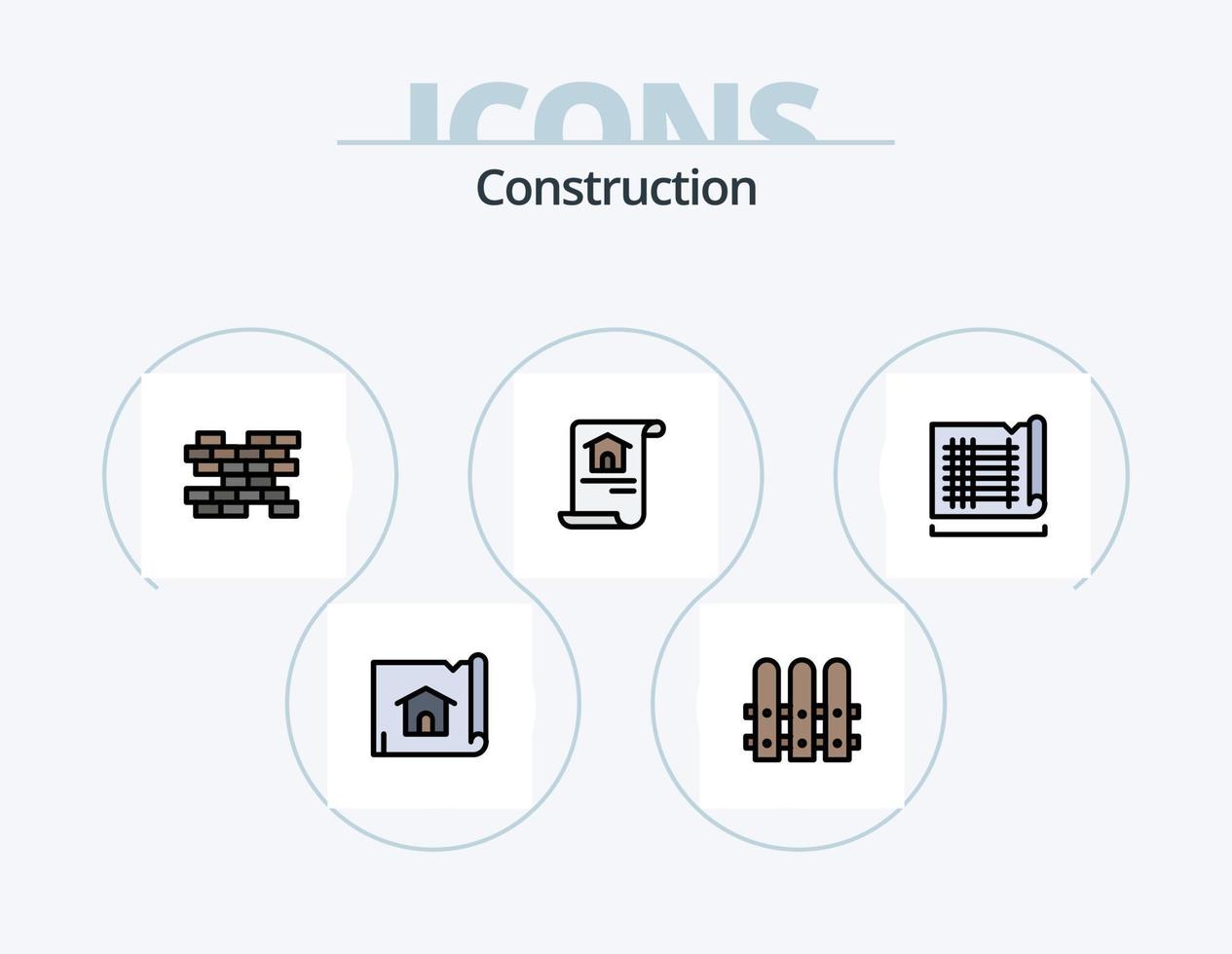 linha de construção cheia de ícones do pacote 5 design de ícones. . . lar. ferramenta. construção vetor