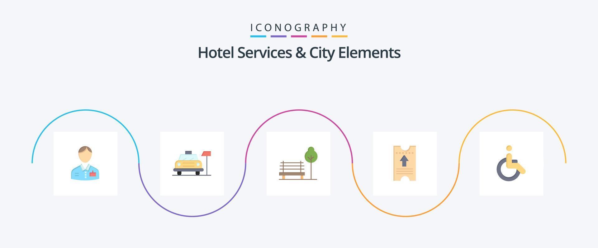 serviços de hotel e elementos da cidade flat 5 icon pack incluindo weelchair. hotel . serviço. passar. hotel vetor