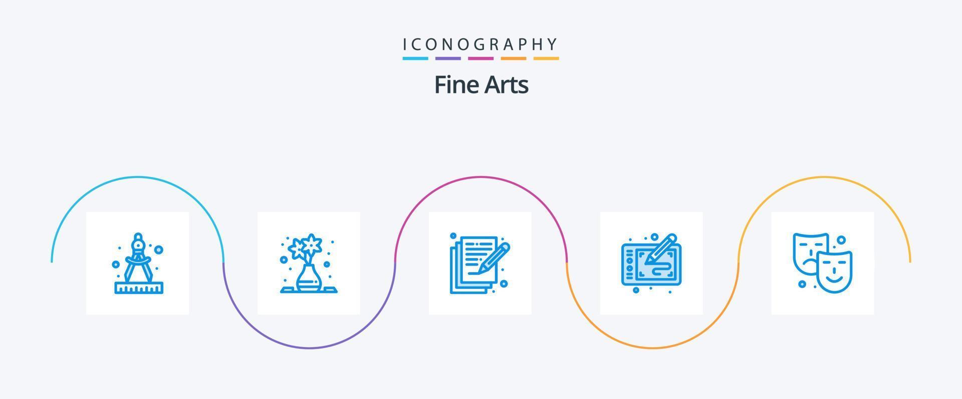 pacote de ícones azul 5 de belas artes, incluindo arte. pintar. arte. artes. tábua vetor