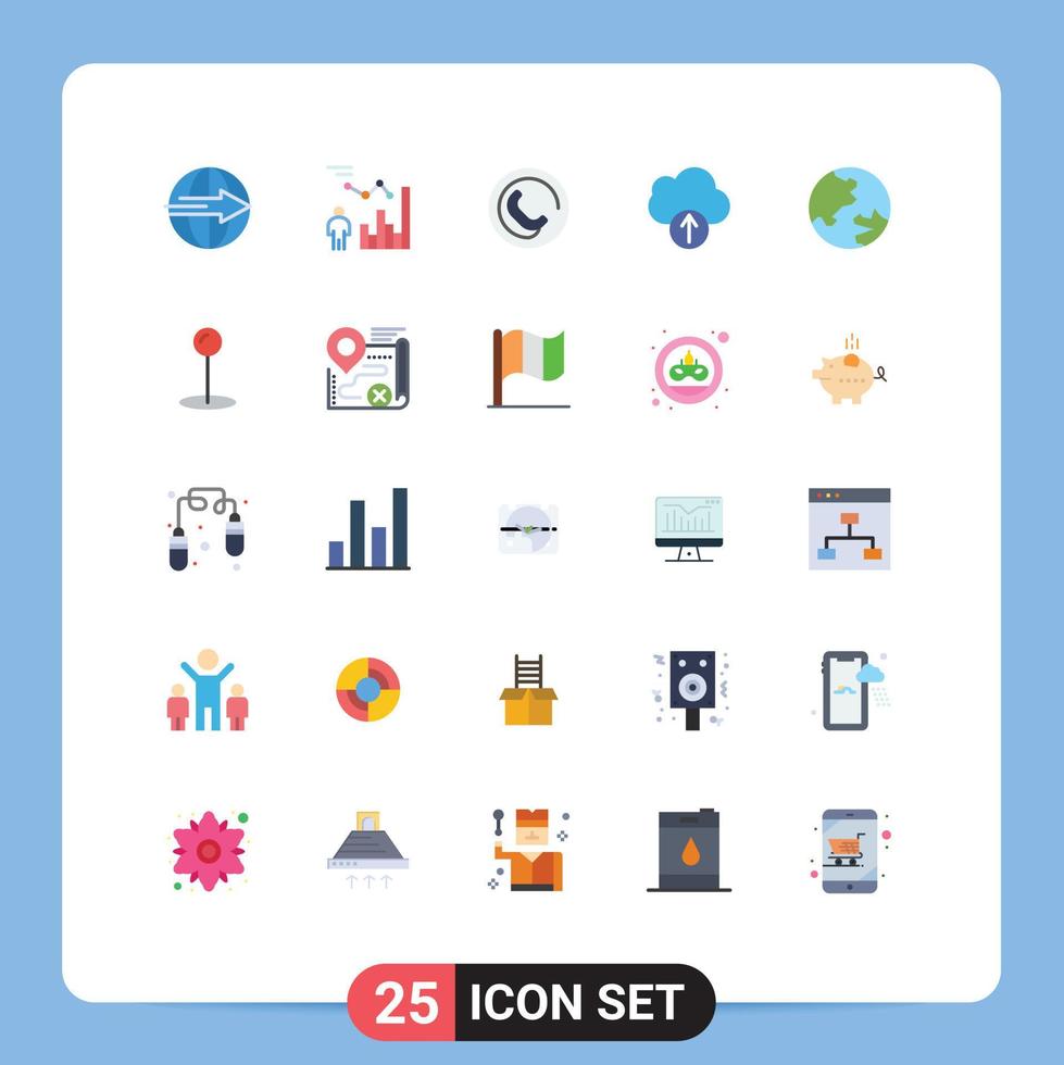pacote de interface do usuário de 25 cores planas básicas de gerenciamento de upload de educação sinal de dados editáveis elementos de design vetorial vetor