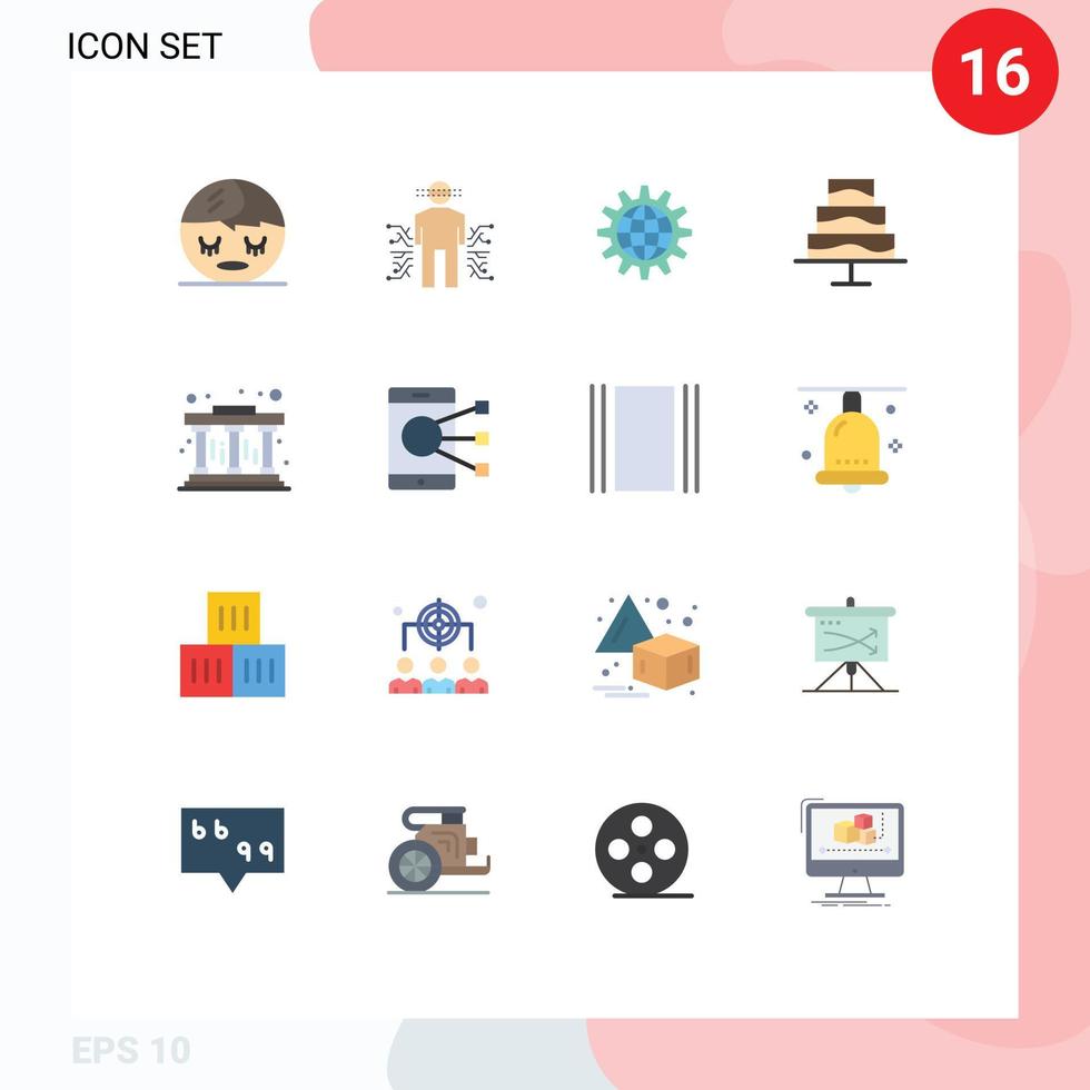 pacote de interface do usuário de 16 cores planas básicas do pacote editável de engrenagem mundial global do editor de fotos de elementos de design de vetores criativos