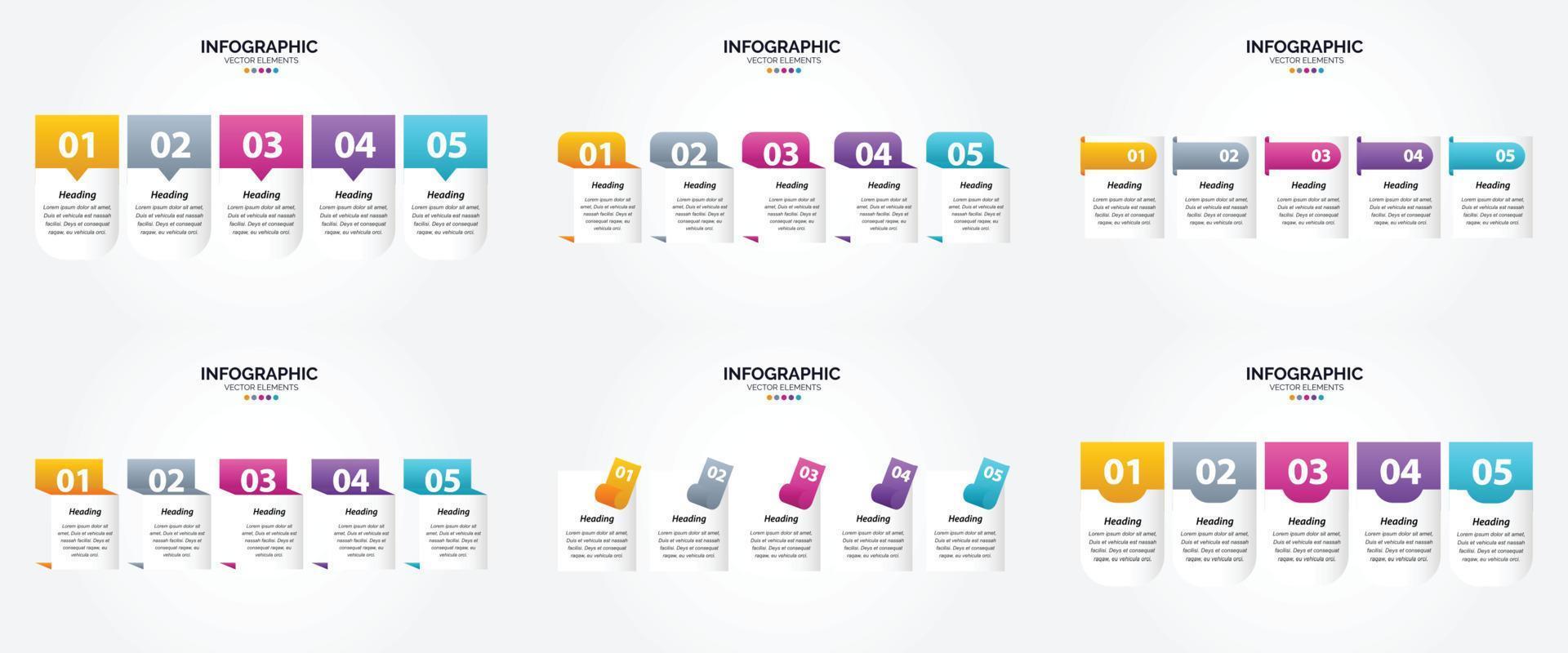 este conjunto de infográficos de ilustração vetorial é perfeito para anunciar em um folheto. folheto. ou revista. vetor