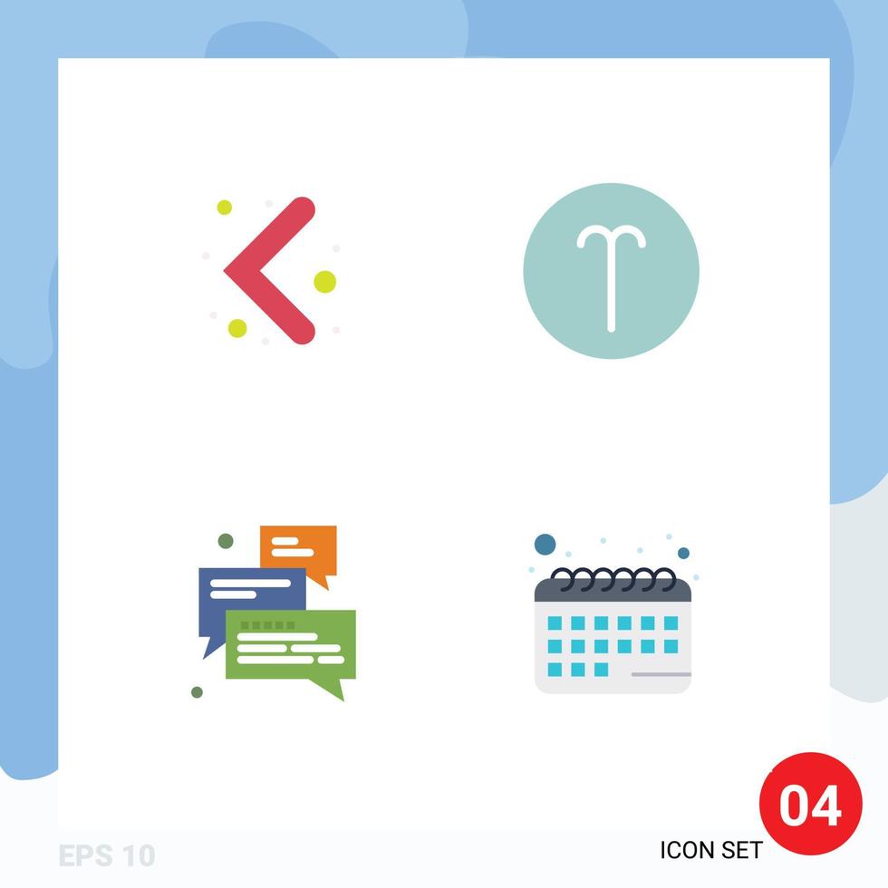 conjunto de 4 sinais de símbolos de ícones de interface do usuário modernos para mensagens de seta símbolos de áries seta elementos de design de vetores editáveis
