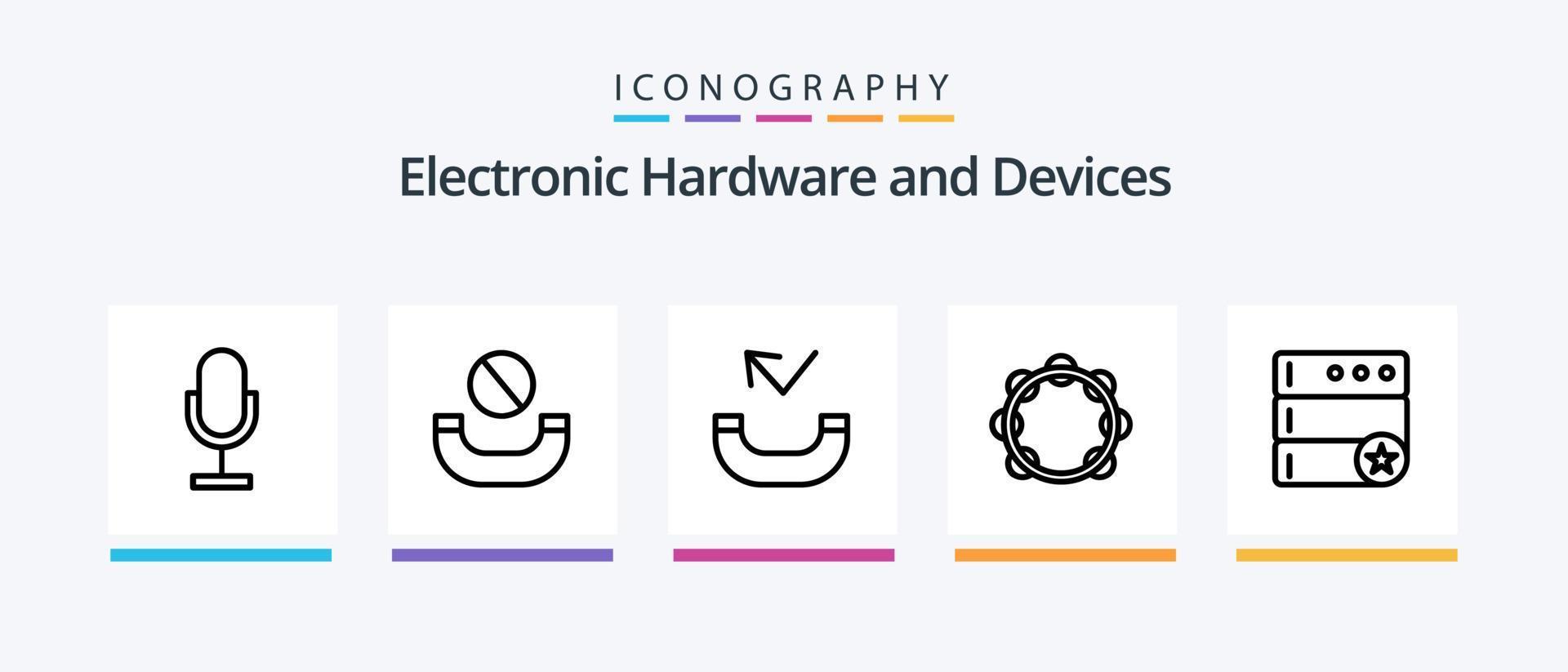 Dispositivos linha 5 pacote de ícones incluindo telefone. baixo. teto. energia. elétrico. design de ícones criativos vetor