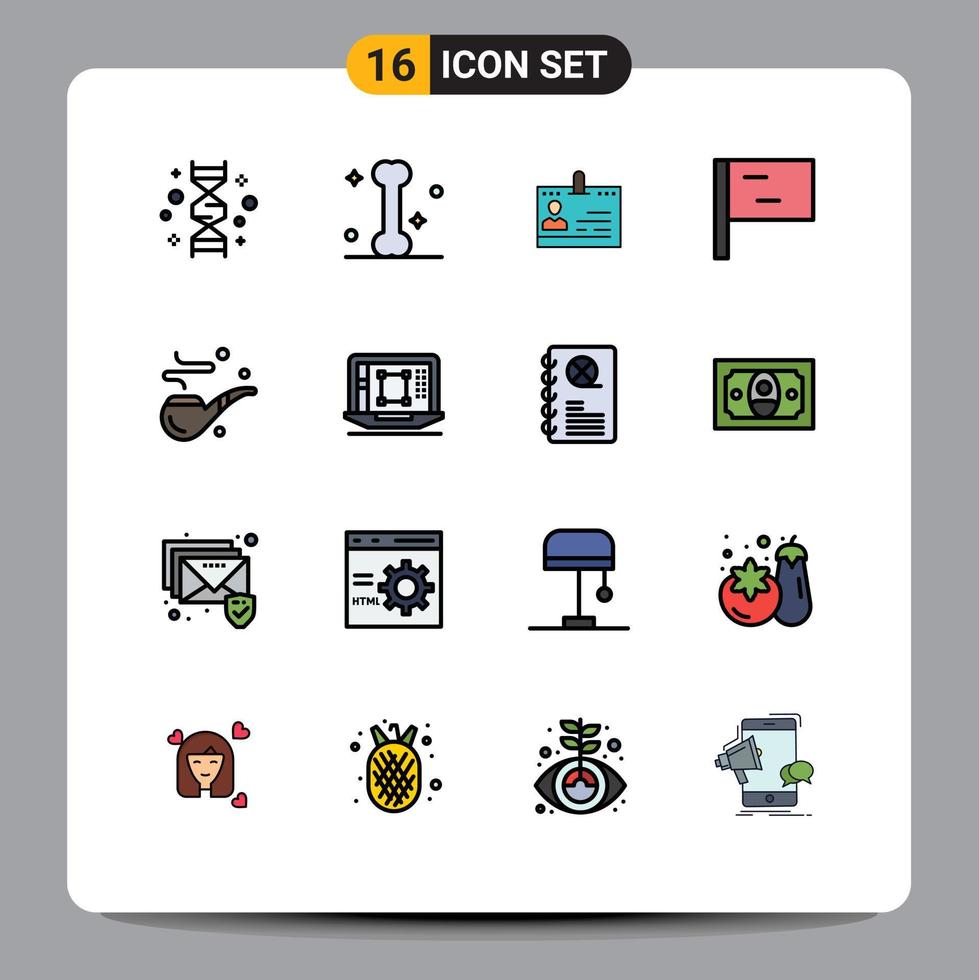 conjunto de 16 sinais de símbolos de ícones de interface do usuário modernos para cartões de bandeira de charuto escritório de telefone elementos de design de vetores criativos editáveis