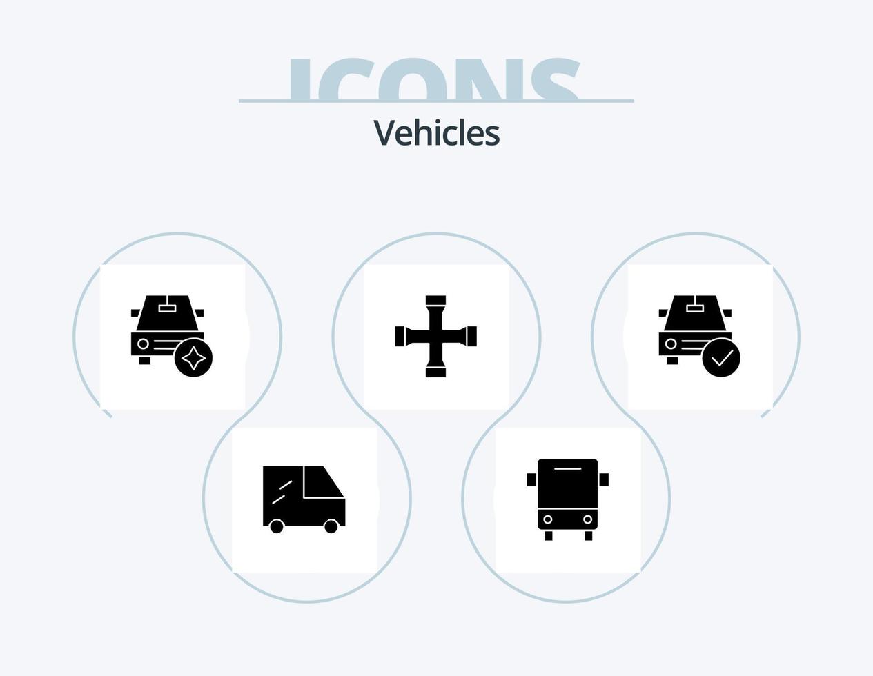 design de ícones do pacote de ícones de glifo de veículos 5. completo. carro. importante. transporte. chave cruzada vetor