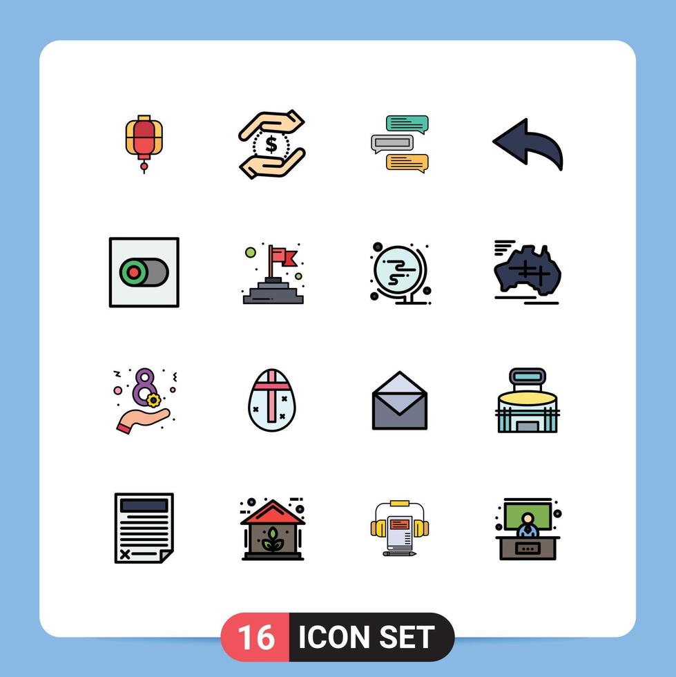 conjunto de 16 sinais de símbolos de ícones de interface do usuário modernos para alternar controle bate-papo desfazer conversas elementos de design de vetores criativos editáveis