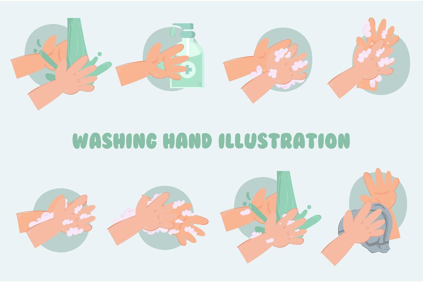 pacote de ilustração para lavar as mãos vetor
