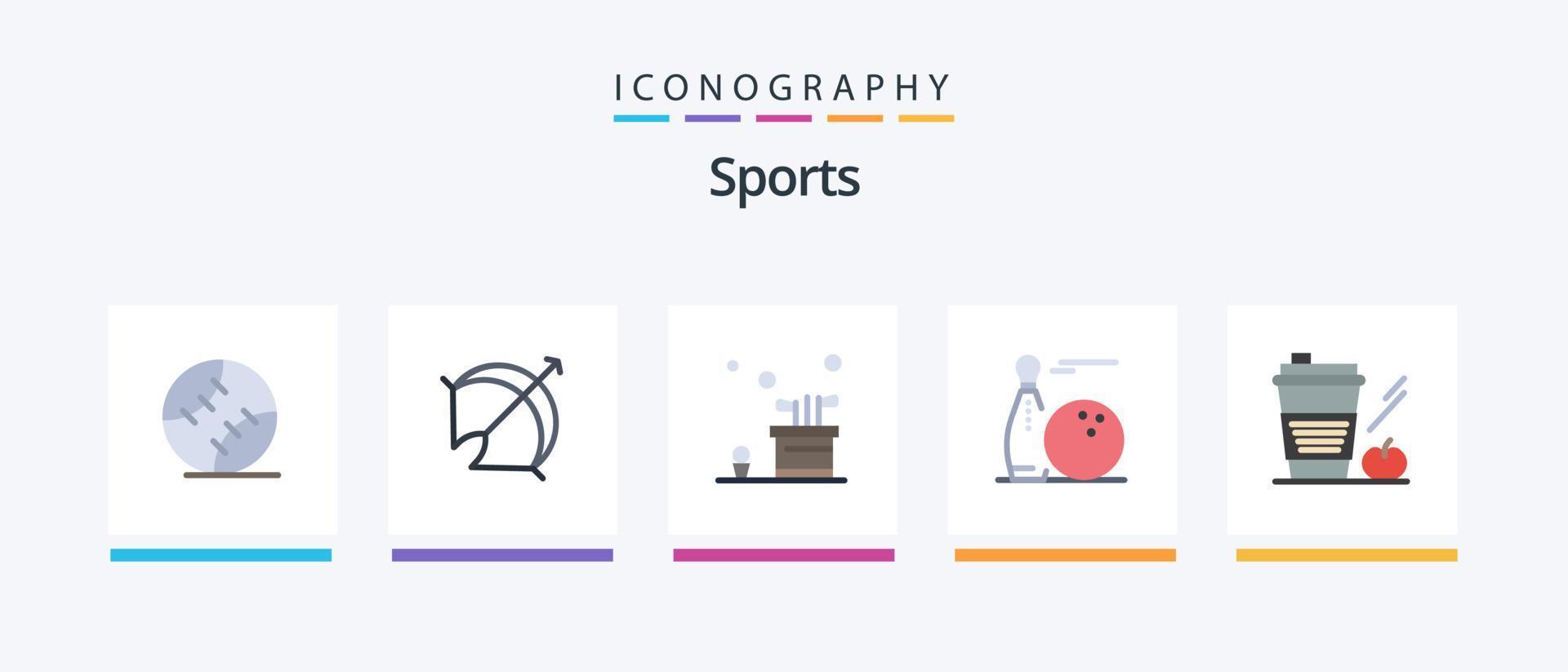 pacote de ícones de 5 planos de esportes, incluindo pinos. bola. esporte. jogos. design de ícones criativos vetor