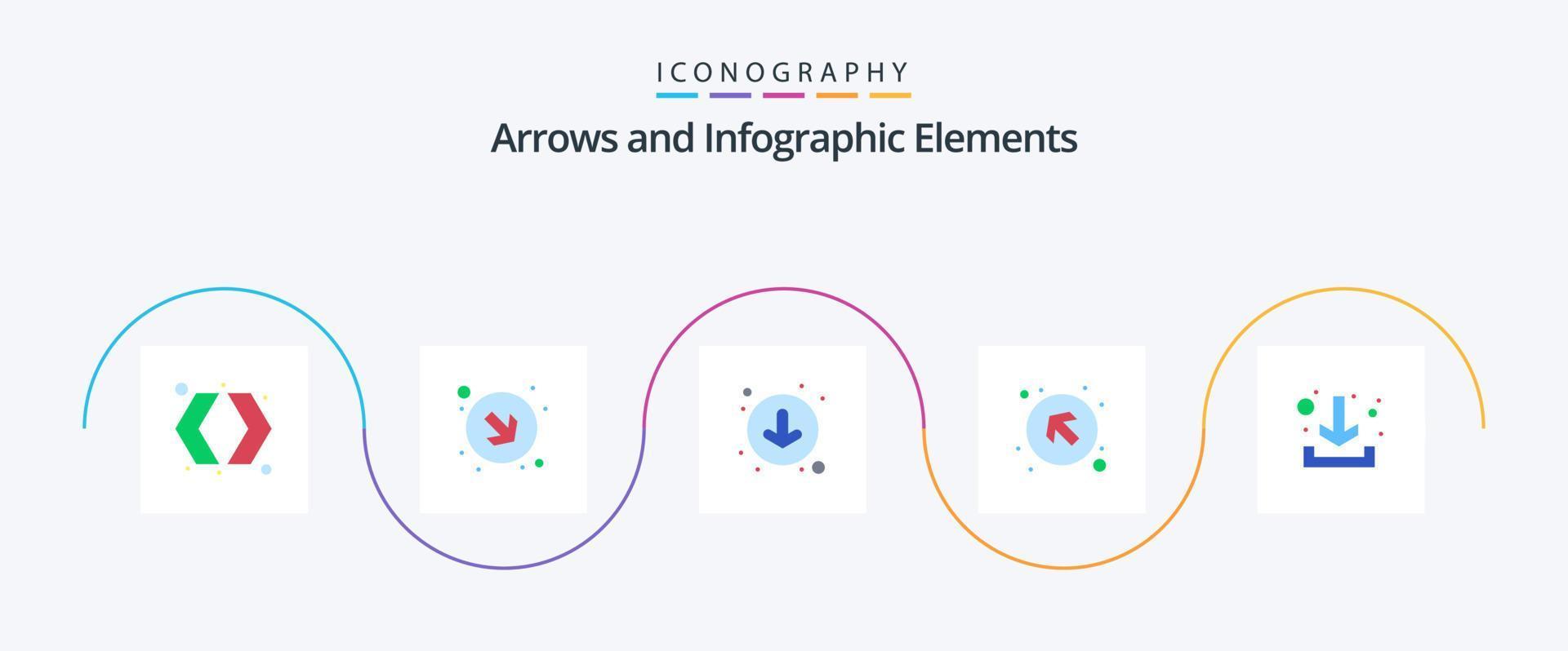 pacote de ícones de seta plana 5, incluindo . flecha. círculo. download. pra cima vetor