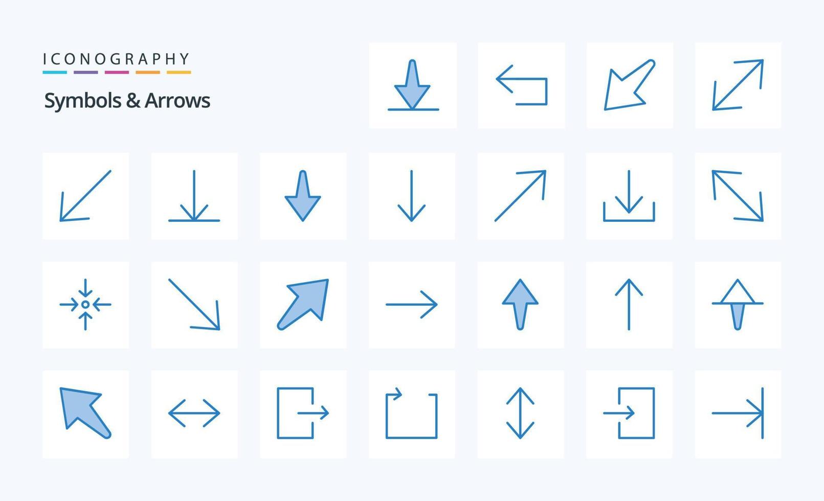 pacote de ícone azul de setas de 25 símbolos vetor