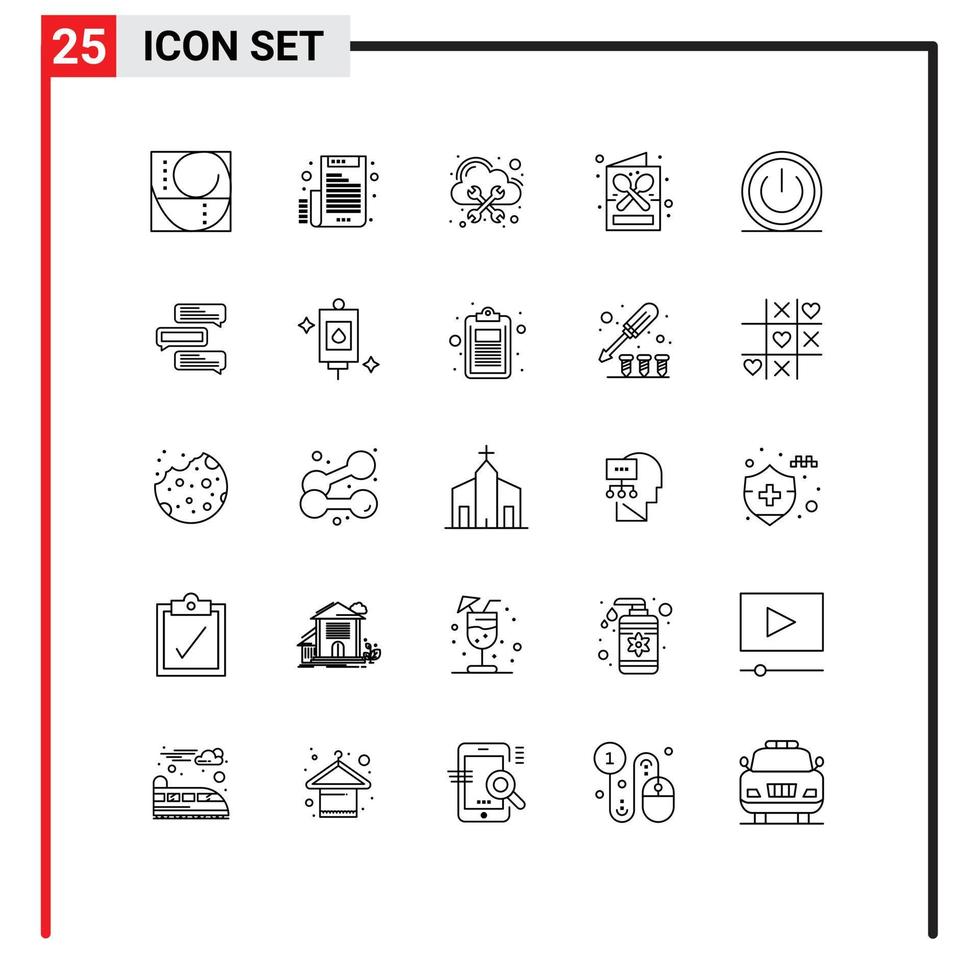 25 ícones criativos sinais modernos e símbolos do banco de dados de menu básico beber café elementos de design de vetores editáveis