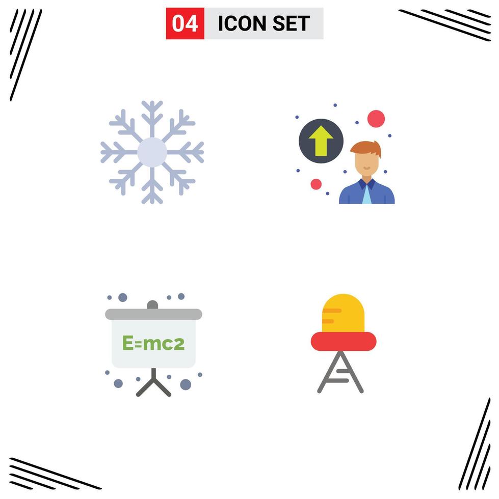 conjunto de 4 pacotes de ícones planos comerciais para clima frio emc, fórmula de física de crescimento profissional, elementos de design de vetores editáveis