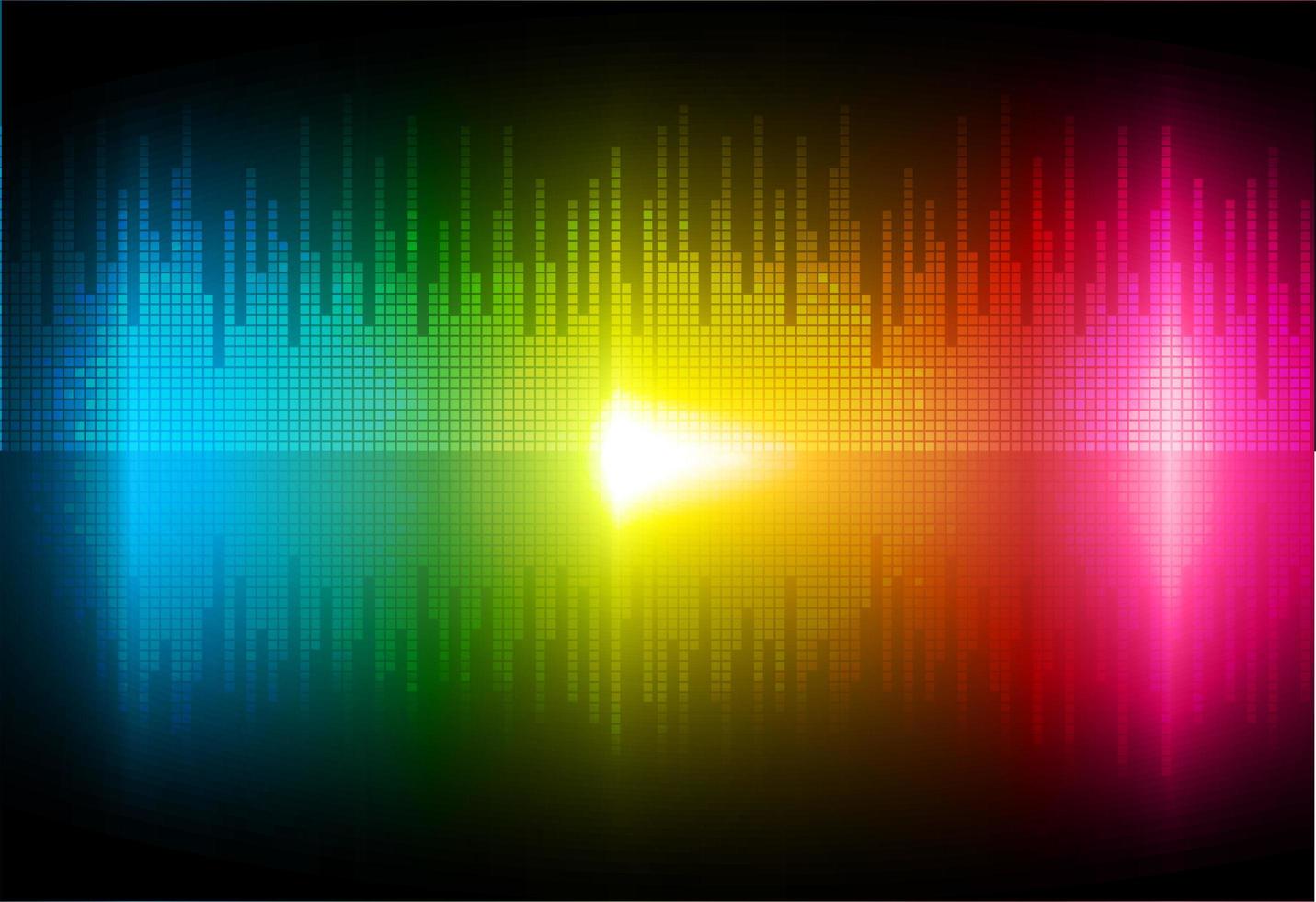 ondas sonoras oscilando com luz colorida vetor