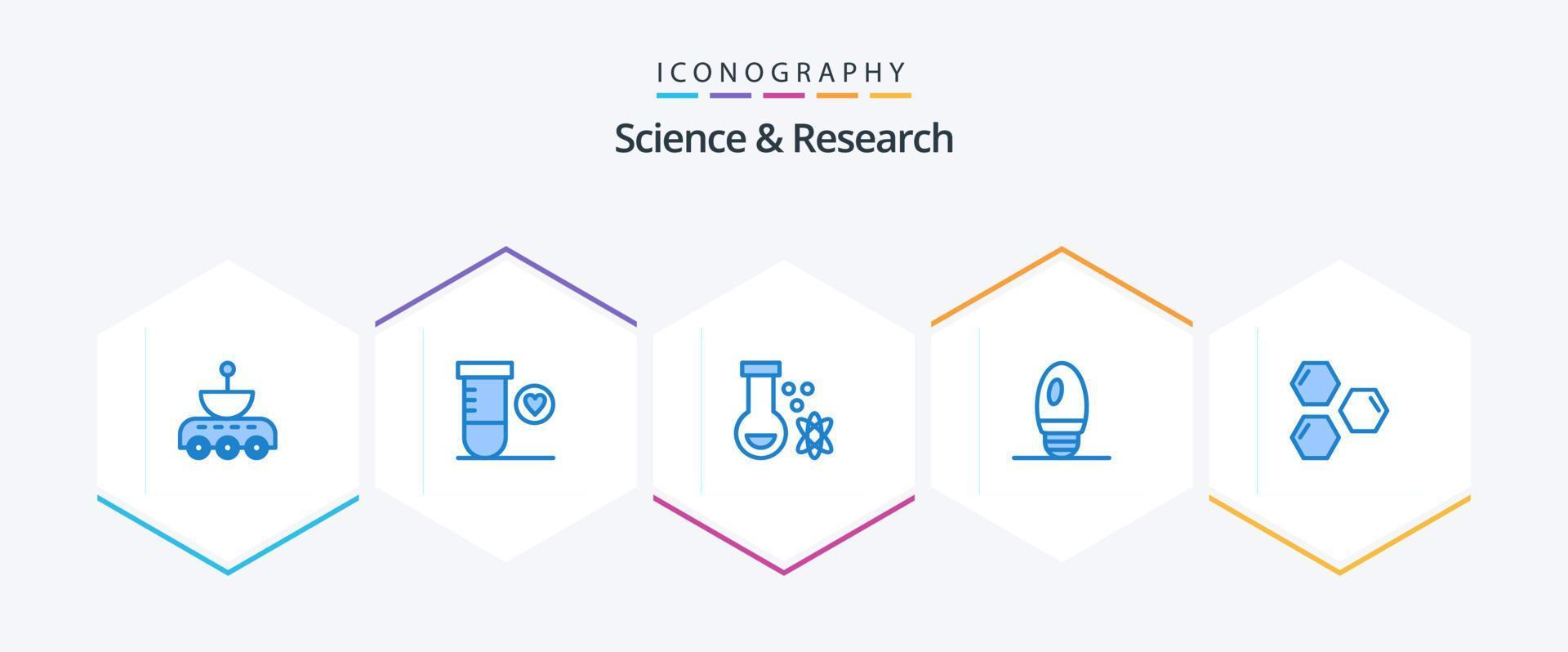 ciência 25 pacote de ícones azul incluindo ciência. células. átomo. luminária. lâmpada vetor