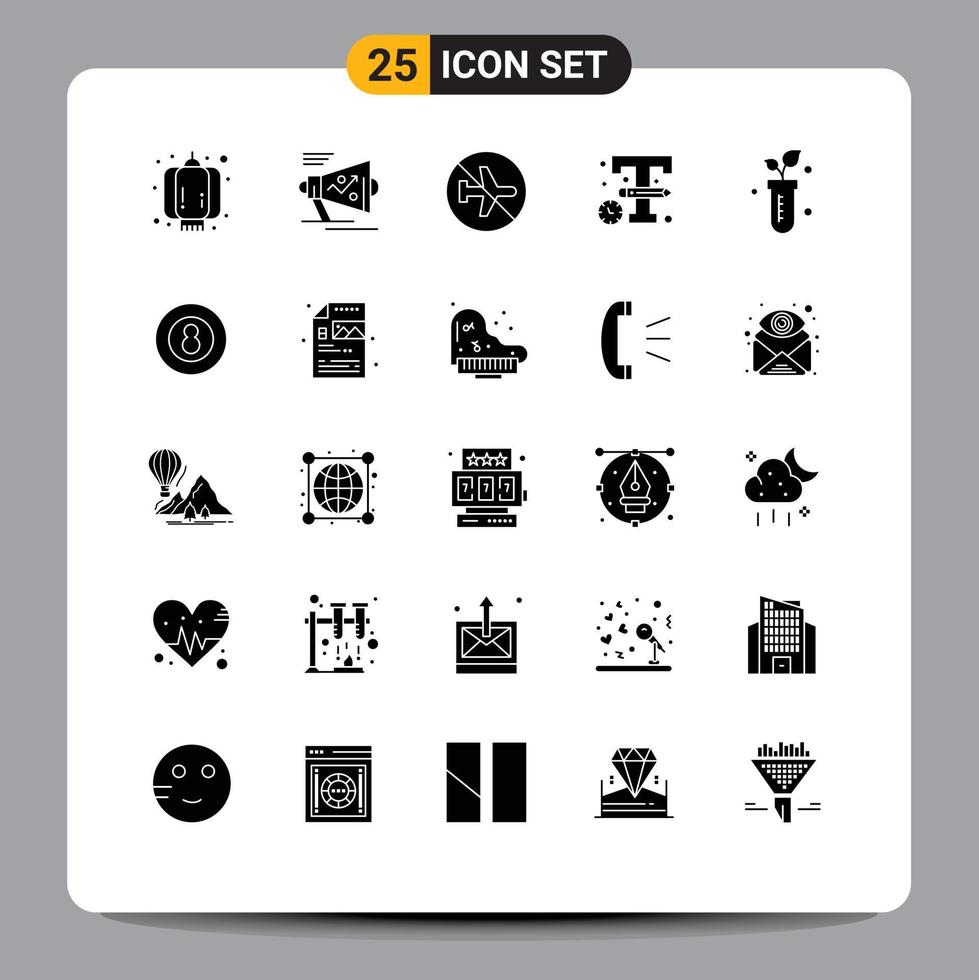 conjunto moderno de pictograma de 25 glifos sólidos de logotipo de design anuncia design de elementos de design de vetores editáveis