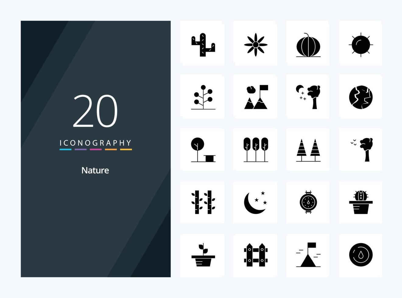 20 ícone de glifo sólido de natureza para apresentação vetor
