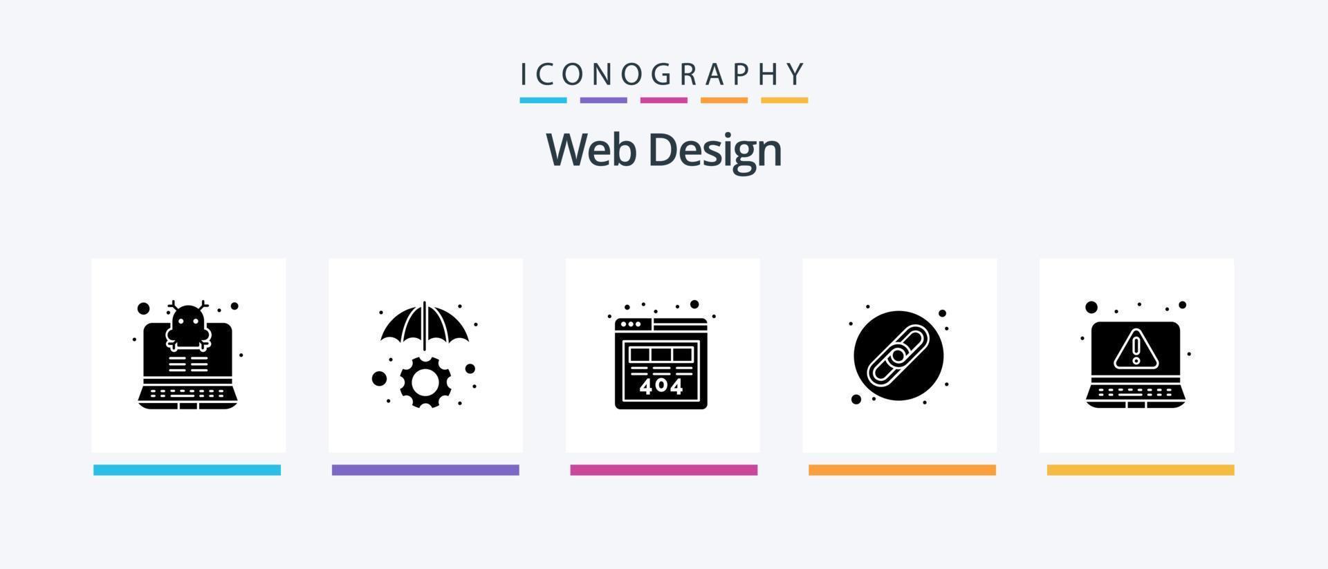 pacote de ícones de glifo 5 de design da web, incluindo . erro. http. alerta. ligação. design de ícones criativos vetor