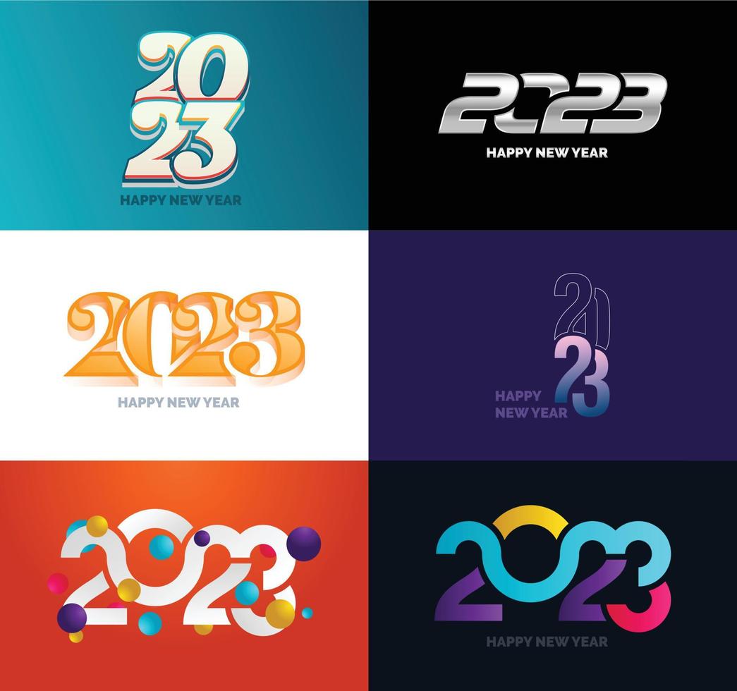 grande conjunto de design de texto de logotipo de feliz ano novo de 2023 modelo de design de número de 2023 vetor