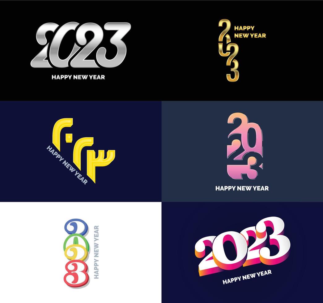 grande conjunto de design de texto de logotipo de feliz ano novo de 2023 modelo de design de número de 2023 vetor